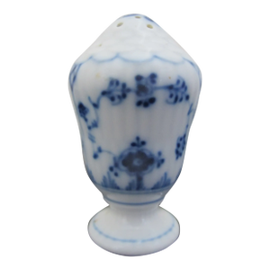 Royal Copenhagen Denmark Plain Blue Fluted Porcelain Single Salt Shaker 480