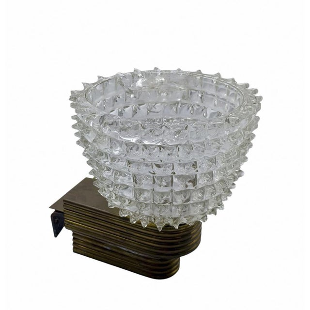 1940s Rostrato Murano Glass and Brass Wall Lamp by Ercole Barovier for Barovier & Toso, Italy, 1940s For Sale - Image 5 of 13