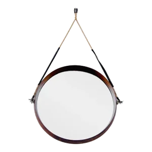 Round Teak Mirror in Campo E Graffi Style, Italy 1960s
