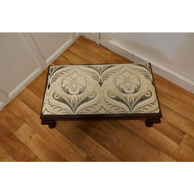 Arts and Crafts Style Upholstered Long Foot Stool A Lovely piece standing on Cabriole legs and the deep seat is...