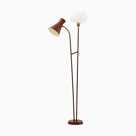Gold Floor Lamp with Red Lacquered Metal Frame, 1950s For Sale - Image 8 of 8
