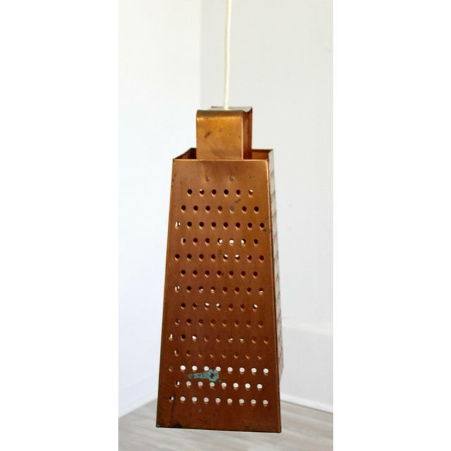 Mid Century Modern Style Copper Cheese Grater Light Fixture Chandelier