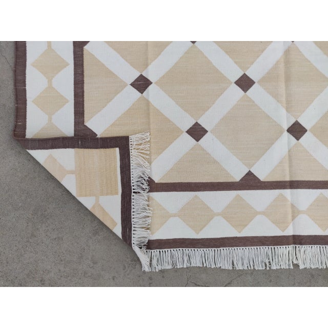 Cotton Vegetable Dyed Handmade Reversible Diamond Cross Rug For Sale - Image 10 of 11
