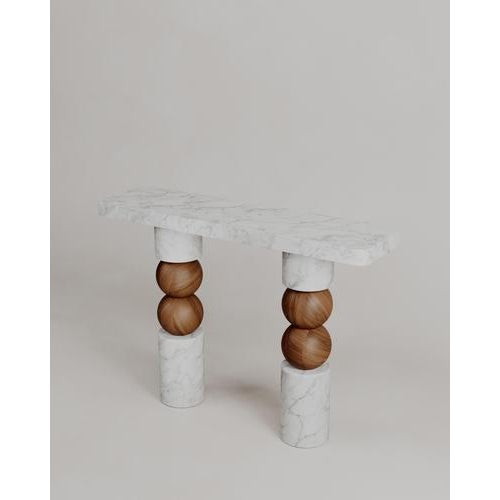 Limited Edition, Stacked Spheres Walnut Marble Perle Console by Esther Knopfler For Sale - Image 4 of 14