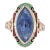 Vintage Art Deco Ring Natural Ceylon Sapphire Enamel Cocktail 14k Gold Filigree, Size 5.25 For Sale