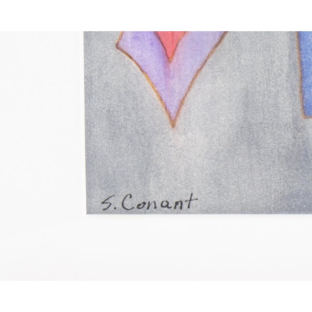 1990s 1991 "Four People Playing Cards" Ink and Gouache Painting by Steven Conant For Sale - Image 5 of 6