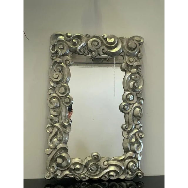 Silver Modern Baroque Resin Mirror, 1990s For Sale - Image 8 of 8
