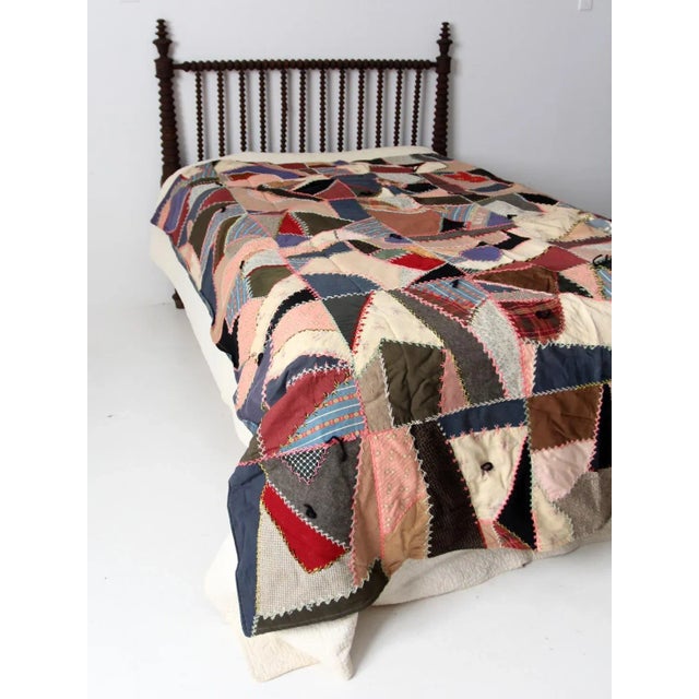 Antique Crazy Quilt For Sale - Image 4 of 12