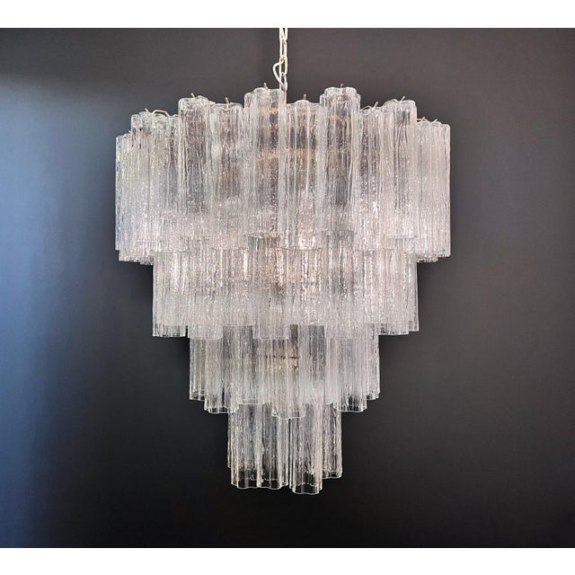 Large Vintage Clear Murano Glass Tiered Chandelier, 1990s For Sale - Image 16 of 16