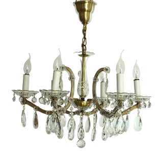 Maria Theresia Chandelier in Brass and Crystal from Palwa, 1960s For Sale