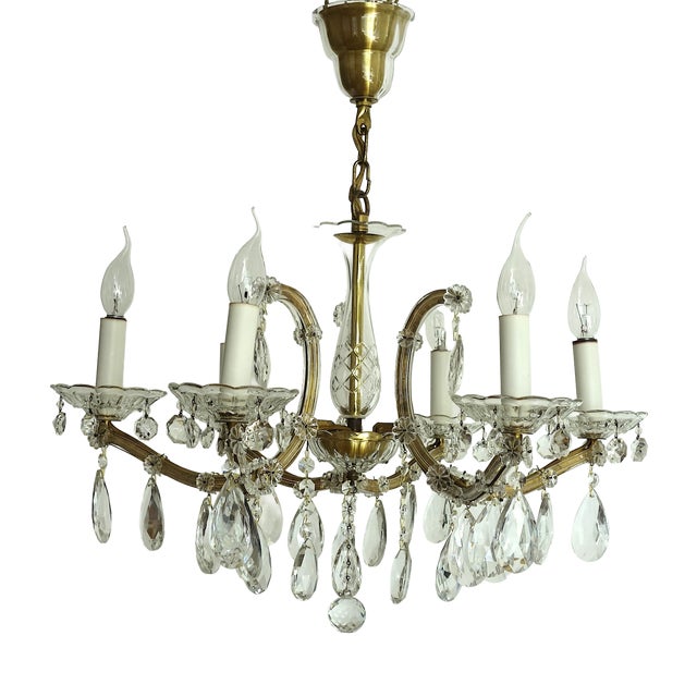 Maria Theresia Chandelier in Brass and Crystal from Palwa, 1960s For Sale
