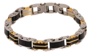 Men's Fashion Icon Silver & Black Bracelet