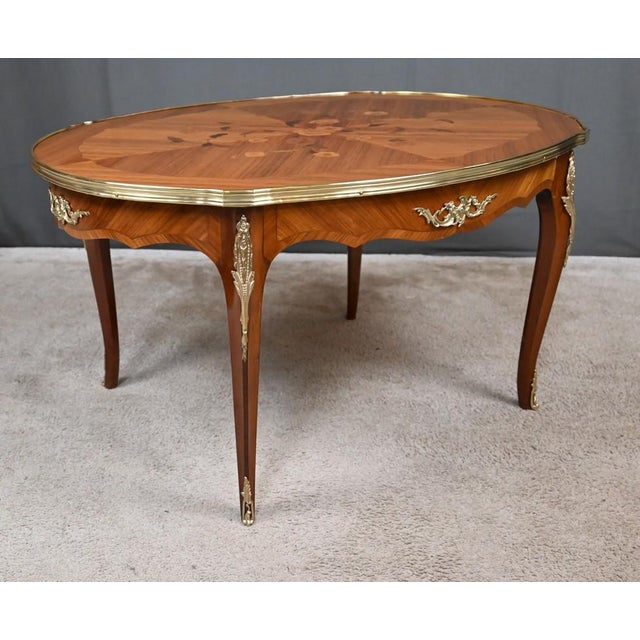 Louis XV Style Marquetry Coffee Table For Sale - Image 10 of 16