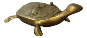 Vintage Brass Turtle Trinket Dish With Lift-Top Shell