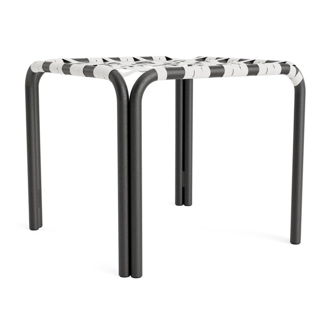 Not Yet Made - Made To Order Brown Jordan Kantan Aluminum Stacking Stool/Occasional Table, Suncloth Lace, Textured Pewter frame with White fabric For Sale - Image 5 of 11