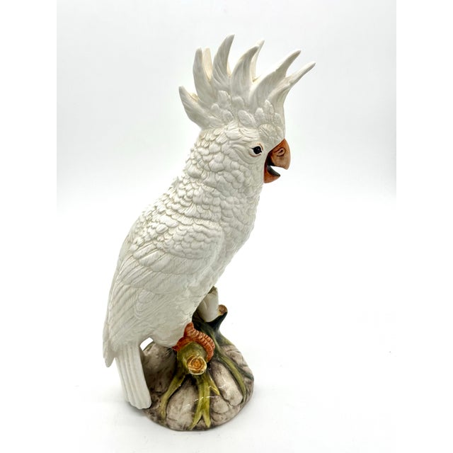 Ethan Allen Vintage Ethan Allen Italian Porcelain White Cockatoo Bird Sculpture, 16" For Sale - Image 4 of 8