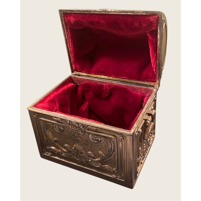 Metal Antique Gilt Bronze Jewelry Casket Box Circa 1900 For Sale - Image 7 of 8