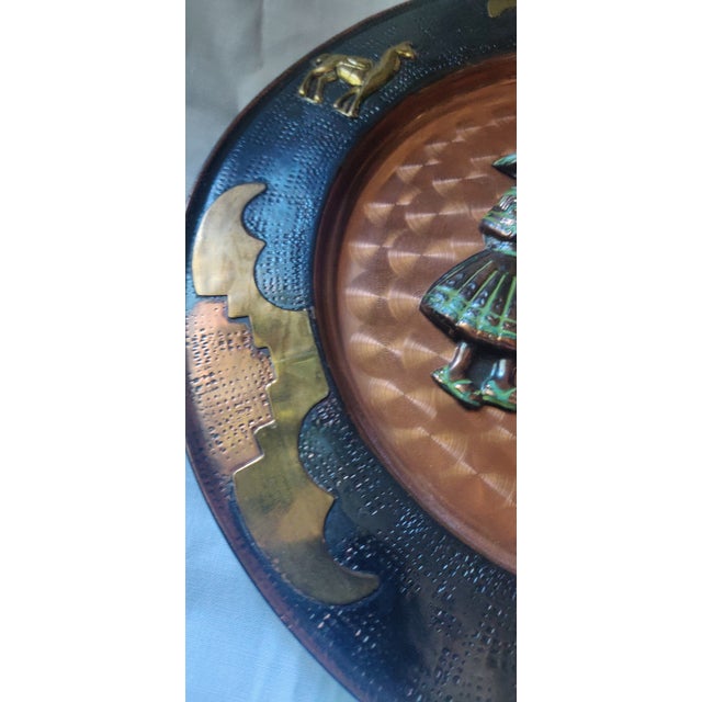 Spanish Revival Brass Copper Metal Decorative Wall Plate For Sale - Image 3 of 4