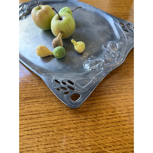 Vintage Belle Époque Pewter Tray, 1900s For Sale - Image 10 of 18