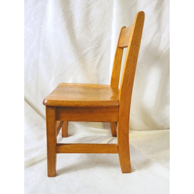 Mission Mid Century Mission Style Wooden School Chair Solid Oak Schoolhouse Kids Playroom Furniture For Sale - Image 3 of 10