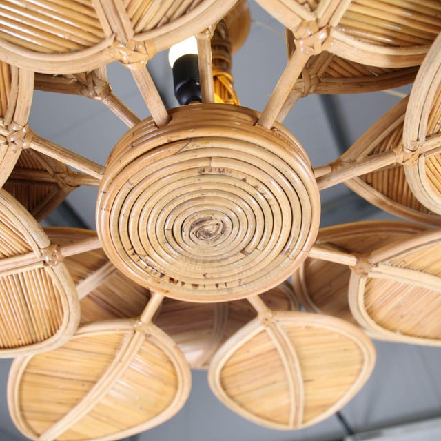 Vintage Rattan Leaf Chandelier For Sale - Image 5 of 15