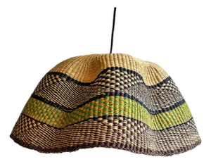 Vintage Bolga African Tribal Wave Basket Pendant Light