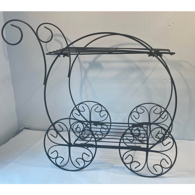 Vintage Black Metal Garden Cart For Sale - Image 4 of 8