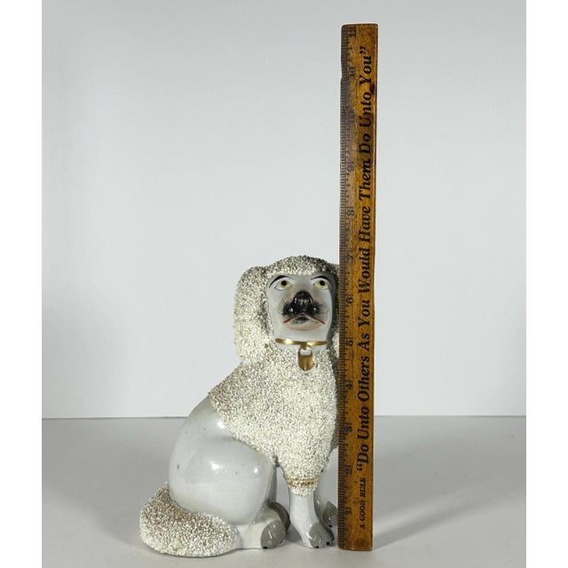Antique Staffordshire Confetti Poodle Figurine: Hand-Painted Pottery c. 1880 For Sale - Image 9 of 10