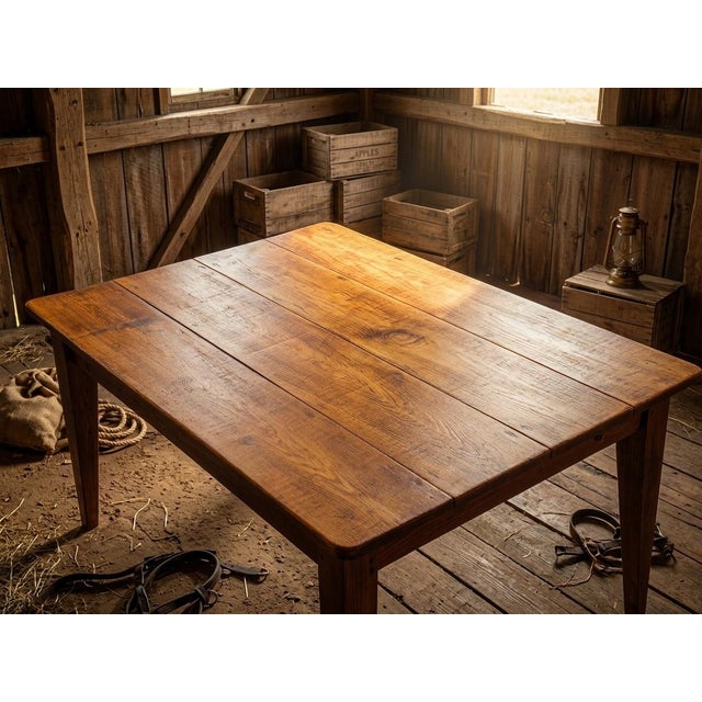 Antique Pine Farmhouse Work Table With Single Drawer, Late 19th Century For Sale - Image 4 of 6
