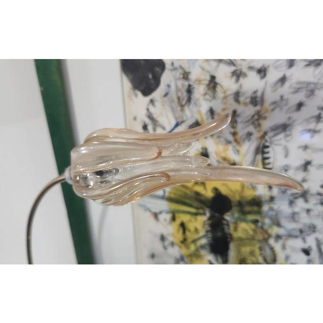 Aureliano Toso Vintage Murano Table Lamp Aureliano Toso Art Glass Flower Tulip For Sale - Image 4 of 9