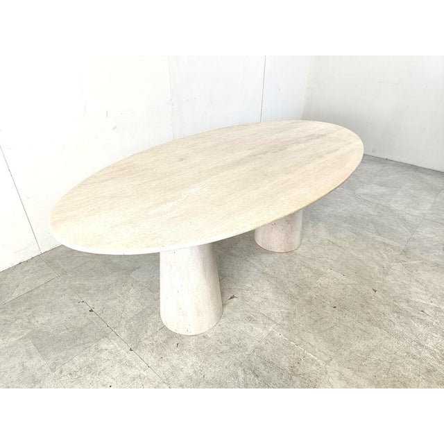 1970s Vintage Oval Travertine Dining Table, 1970s For Sale - Image 5 of 7