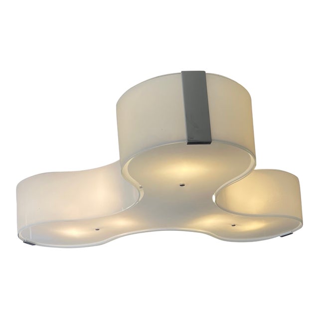 1980s Amoeba Shaped All Glass Flush Mount in the Style of Artemide For Sale