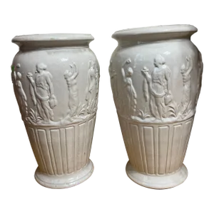 Antique Early 20th Century Burley Winter Art Pottery Floor Vases- a Pair