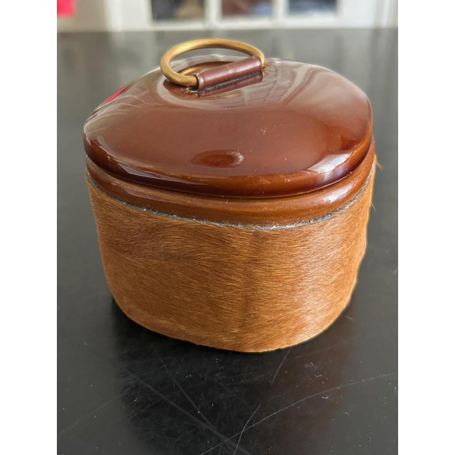 1950s Ceramic and Leather Box from Longchamp, 1950s For Sale - Image 5 of 11