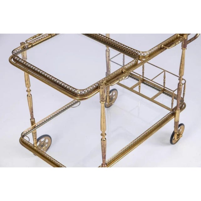 Mid-Century Brass & Glass Bar Cart, 1960s For Sale - Image 3 of 12