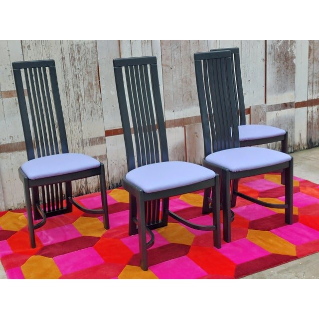 Postmodern Set of 4 Model L4K 252 High-Back Dining Chairs by Liberty Furniture, Canada, 1980s For Sale - Image 3 of 13