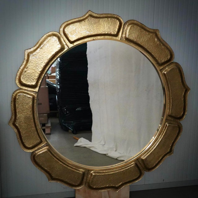 Early 21st Century Italian Murano Gold Art Glass and Brass Wall Mirror, 2000 For Sale - Image 5 of 11
