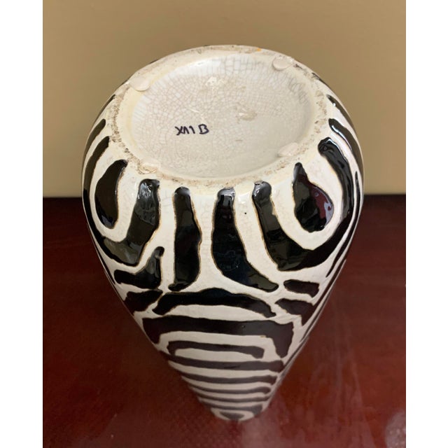 Vintage Black & White Striped Crackle Pottery Vase Chairish