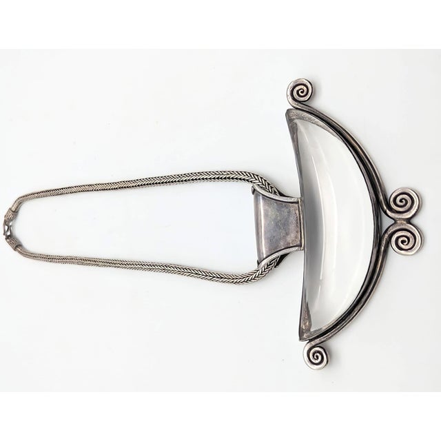Indian Vintage Indian Sterling Silver & Quartz Pendant With Choker Chain For Sale - Image 3 of 10