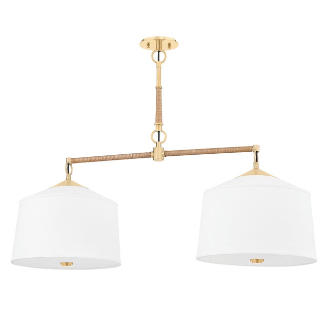 Hudson Valley Lighting White Plains 14 in. 2 Light Linear in Aged Brass Finish For Sale