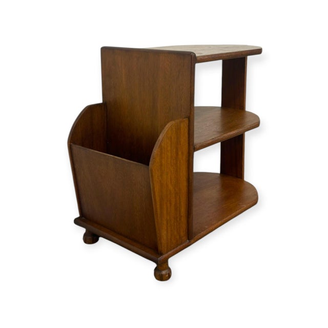 Wood Antique Art Deco Wood Magazine Rack Three Tiered End Table. For Sale - Image 7 of 7