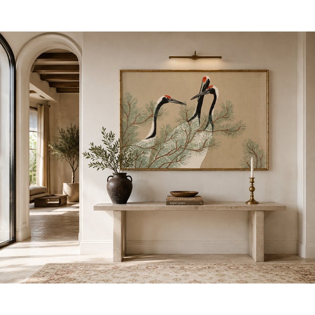 Cranes, Kamisaka Sekka, Japanese Woodblock Art Print Reproduction, 60" X 40" For Sale In Buffalo - Image 6 of 8