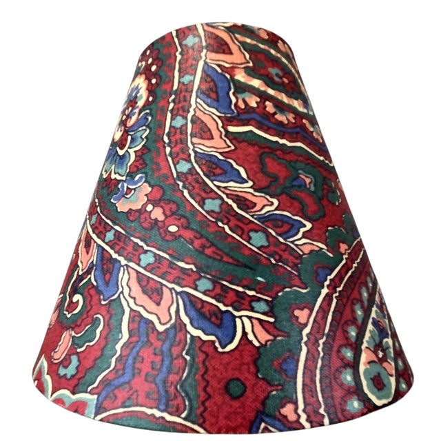 Wood 1990s Frederick Cooper Brass Candlestick Buffet Lamps With Paisley Shades - A Pair For Sale - Image 7 of 8