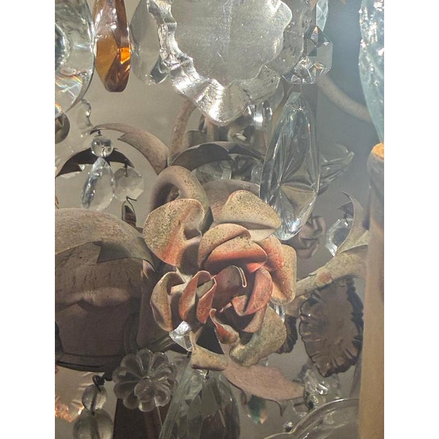 Hollywood Regency Crystal 3-Arm Chandelier with Rose-Lilac Crystals from Palwa, 1950s For Sale - Image 14 of 17