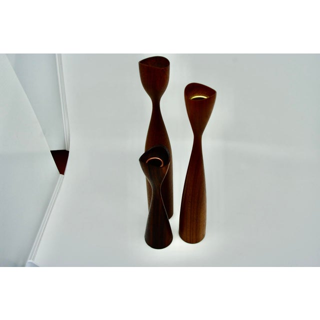 Danish Teak and Rosewood Candlesticks, 1960, Set of 3 For Sale - Image 6 of 7