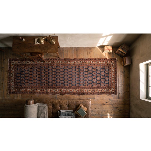 Beauteous Navy Background Color With Paisley Pattern Antique Persian Tabriz Rug For Sale In New York - Image 6 of 8