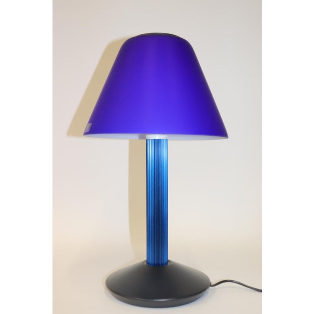 Royal Blue 1990s Modern Murano Glass Table Lamp For Sale - Image 8 of 11