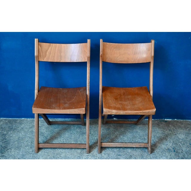 Vintage Wooden Folding Chairs, 1950s, Set of 2 For Sale - Image 4 of 10