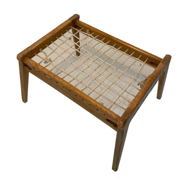 Charcoal Mid Century Oak Swedish/Scandinavian Hunting Chair, Ottoman - Set of 2 For Sale - Image 8 of 9