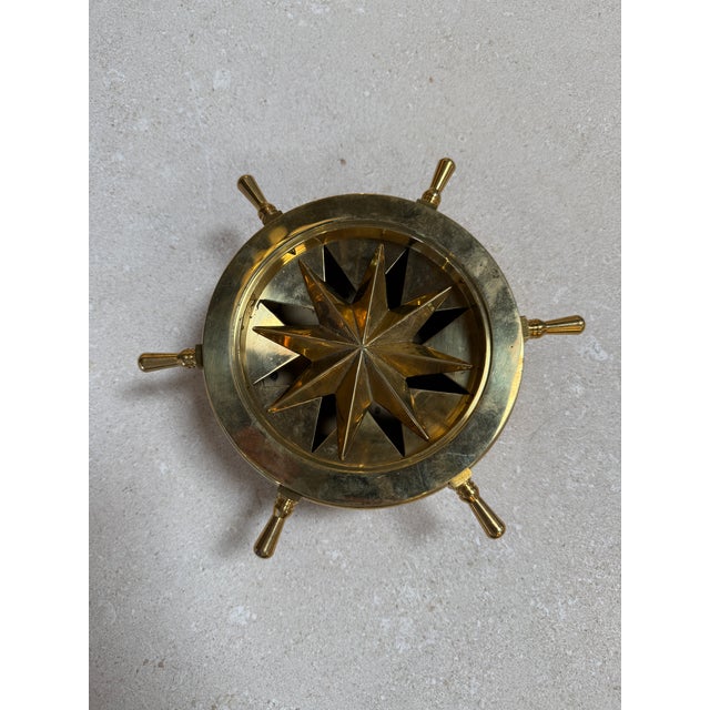 Vintage Brass Nautical Ship Wheel Ashtray For Sale In Los Angeles - Image 6 of 9